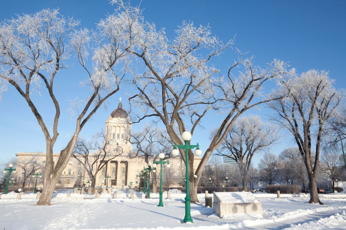 Historic buildings of Winnipeg in the snow