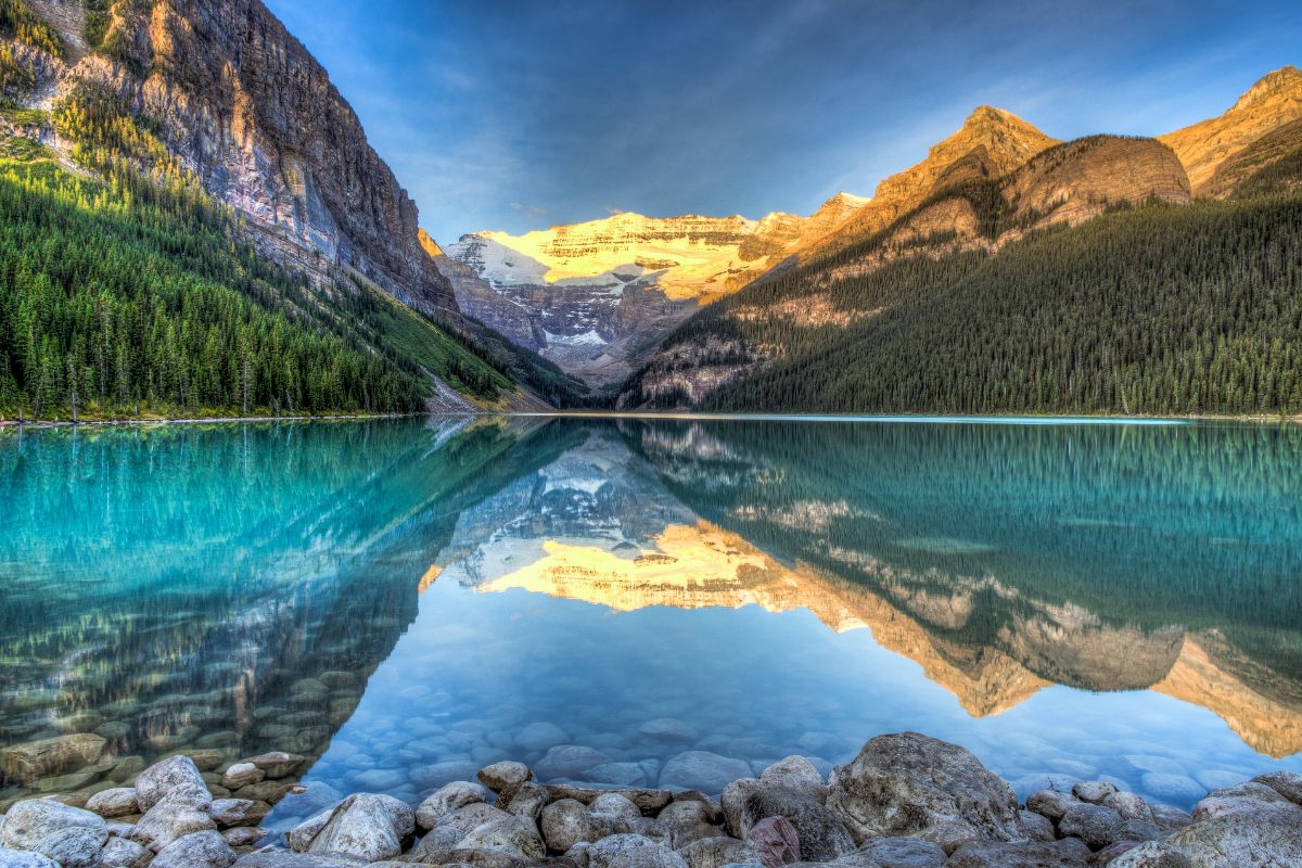 Sun shining on Lake Louise, Canada